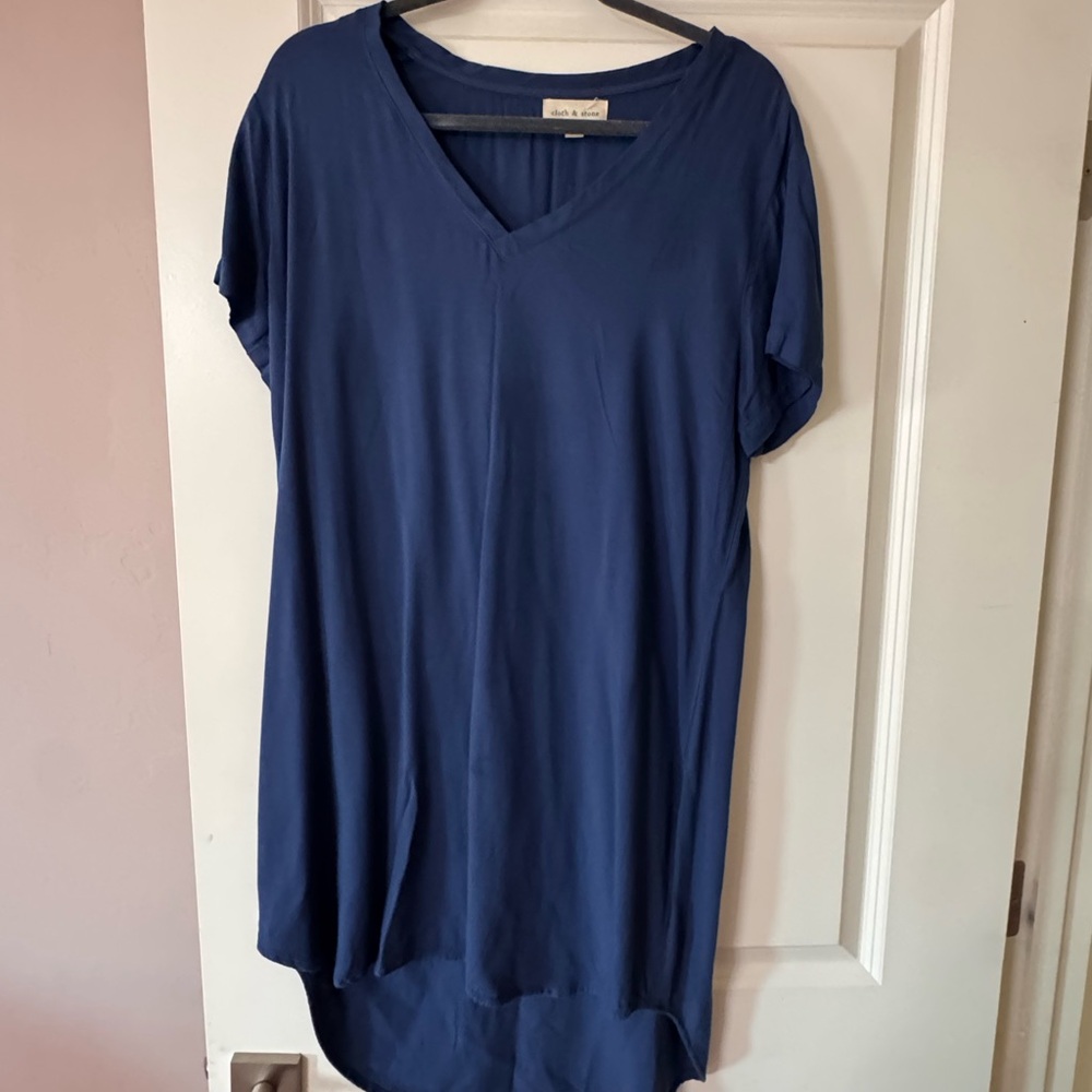 Women's Blue V-Neck Top